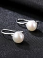 thumb Sterling silver spoon shaped 6-7mm natural freshwater pearl eardrop earring 1