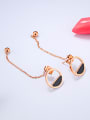 thumb Simple Rose Gold Plated Round Titanium Stud Earrings 2