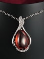 thumb Temperament Red Water Drop Shaped Opal Necklace 2