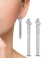 thumb White Gold Plated Tassel Exaggerate Drop Earrings 1