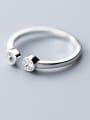 thumb 925 Sterling Silver With Platinum Plated Simplistic Geometric Free Size Rings 1
