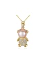 thumb Sterling silver micro-inlaid zircon bear freshwater pearl necklace 0