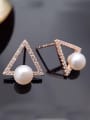 thumb Freshwater Pearl Hollow Triangle stud Earring 0