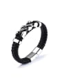 thumb Punk style Titanium Black Woven Artificial Leather Bracelet 0