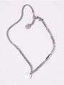 thumb Titanium With Platinum Plated Personality Asymmetry Round Card Necklaces 2