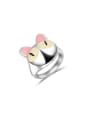 thumb Lovely Platinum Plated Cat Shaped Enamel Ring 0