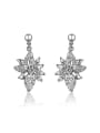 thumb Creative Platinum Plated Flower Shaped Zircon Drop Earrings 0