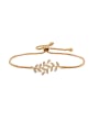 thumb Copper With Cubic Zirconia  Simplistic Leaf  adjustable Bracelets 1