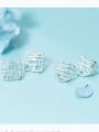 thumb Sterling Silver square hollow lines love shaped square lace studs 0
