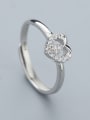 thumb Simple Tiny Cubic Zirconias Heart 925 Silver Opening Ring 2