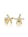 thumb Fashion Starfish Rhinestones Stud Earrings 0