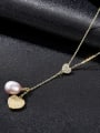 thumb Pure silver zircon love  natural freshwater pearl necklace 0