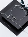 thumb 925 Sterling Silver With Platinum Plated Simplistic Cross Bracelets 1