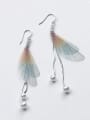 thumb Colorful Feather Shaped Artificial Pearl Drop Earrings 0