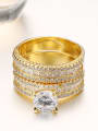 thumb Two Pieces Set Micro Pave Zircons Gold Plated  Copper Ring 1