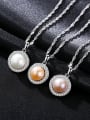 thumb Sterling Silver with AAA zircon 9-9.5mm natural freshwater pearl necklace 0