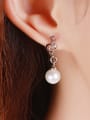 thumb Copper Alloy White Gold Plated Fashion Musical Note Pearl stud Earring 1