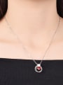 thumb Temperament Red Round Shaped Zircon Necklace 1