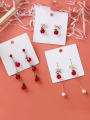 thumb Alloy With Rose Gold Plated Fashion Round  Cherry Bow Tassel Earrings 0