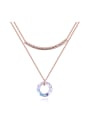 thumb Double Layer Hollow Round austrian Crystal Pendant Alloy Necklace 0
