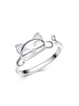 thumb S925 Silver Cat Head Adjustable Ring 0