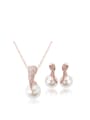 thumb Alloy Rose Gold Plated Fashion Pearl Two Pieces Jewelry Set 0