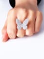 thumb Copper With  Cubic Zirconia Cute Butterfly Statement Rings 1