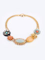 thumb Retro Flower-Shaped Color Stones Alloy Necklace 0