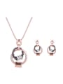 thumb Alloy Rose Gold Plated Fashion Rhinestones Round shaped Two Pieces Jewelry Set 0