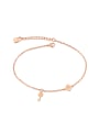 thumb Simple Little Key Lock Rose Gold Plated Anklet 0