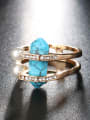 thumb Personalized Artificial Pearls Turquoise stone Gold Plated Alloy Ring 1