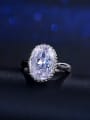 thumb Big Oval Color Zircon Simple Engagement Ring 2