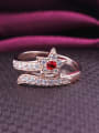 thumb Red Rose Gold Plated Star Shaped Zircon Ring 2