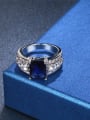 thumb Women Square Shaped Blue Glass Bead Ring 2
