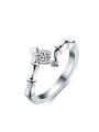 thumb Personality White Gold Plated Bone Shaped Copper Ring 0