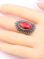 thumb Retro style Oval Red Glass Grey Rhinestones Alloy Ring 1