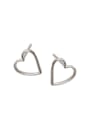 thumb Simple Hollow Heart Silver Stud Earrings 0