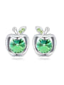 thumb Personalized Cubic austrian Crystals Little Apple Stud Earrings 1
