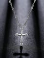 thumb Simple Cross White Zirconias Copper Necklace 3