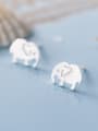 thumb 925 Sterling Silver With Platinum Plated Cute Elephant Stud Earrings 1