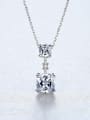 thumb 925 Sterling Silver With Cubic Zirconia Simplistic Square Necklaces 2