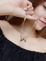 thumb Stainless Steel 18K Rose Gold Sapphire Butterfly Necklace 3