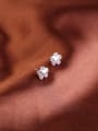 thumb Flowers Fashion Silver Stud Earrings with Amwthyst 1