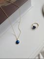thumb Sterling silver dark blue classic round gold necklace 2