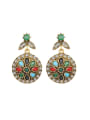 thumb Bohemia Retro style Colorful Resin stones Crystals Alloy Earrings 0