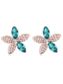 thumb Fashion Marquise Tiny Cubic austrian Crystals Flower Stud Earrings 0
