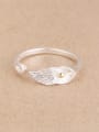 thumb Simple Leaf 925 Silver Opening Ring 0