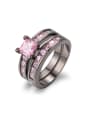 thumb Double Layer Pink Zircons Black Plated Ring 0