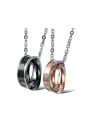 thumb Fashion Double Rings Titanium Lovers Necklace 0
