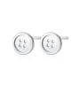 thumb 925 Sterling Silver With Platinum Plated Simplistic Button  Stud Earrings 0